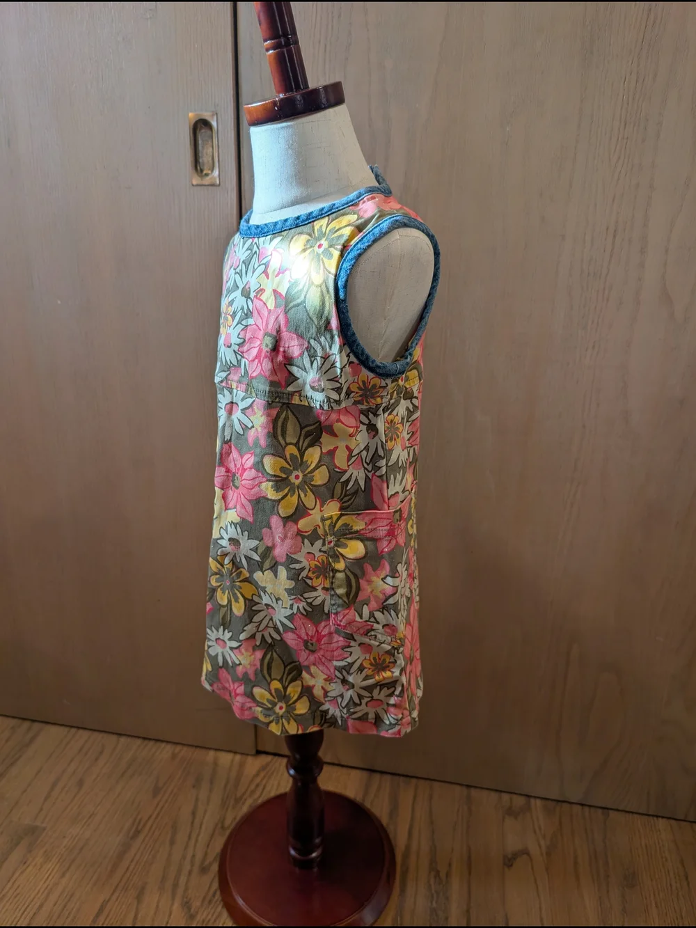 The Children's Place Floral Tank Jumper in Pink, Yellow & Green with Blue Trim - Picture 2 of 3